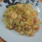 Arroz con verdura y gambas
